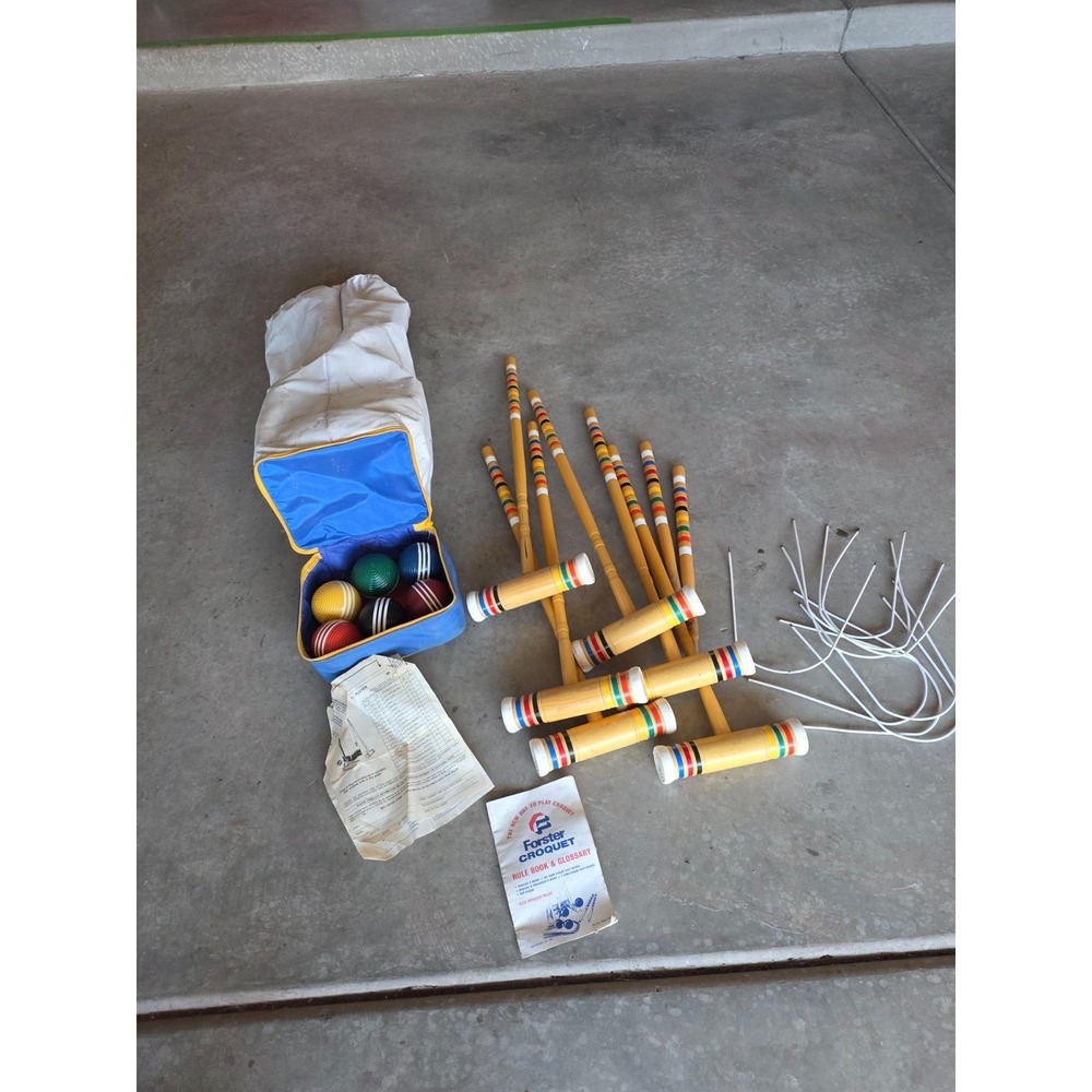 Vintage 80's Forater Croquet Set complete with bag, balls, instructions